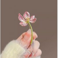 XSB087 - Pink Lotus Saree Brooch